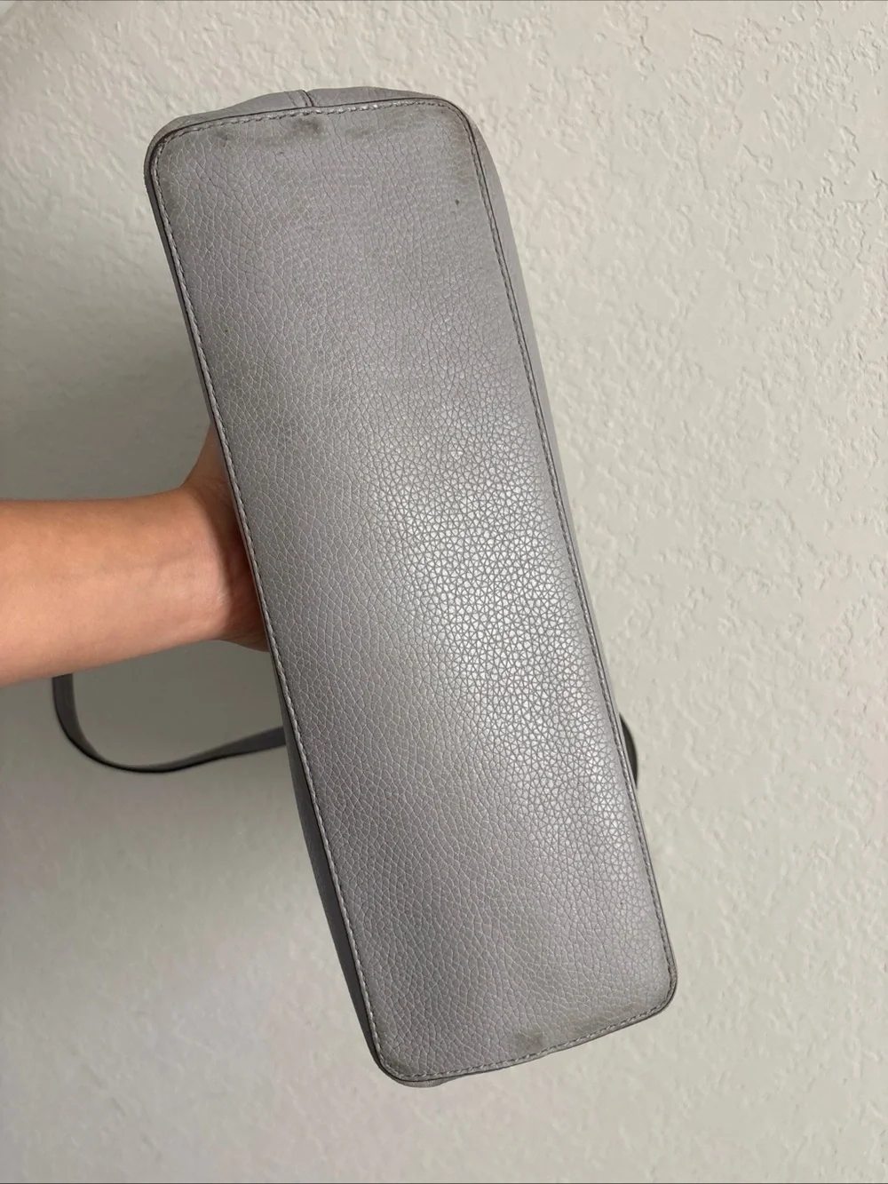 Tory Burch Light Gray Pebbled Leather Tote Bag